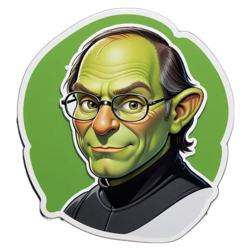a green man with glasses that is older than 60.