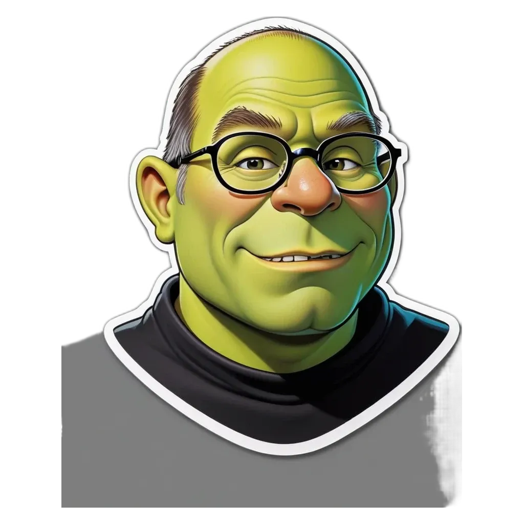 A sticker of a man with a fake beard and glasses.