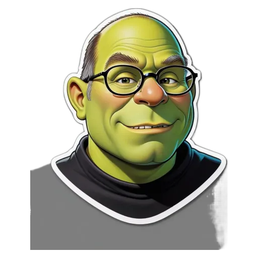 A sticker of a man with a fake beard and glasses.