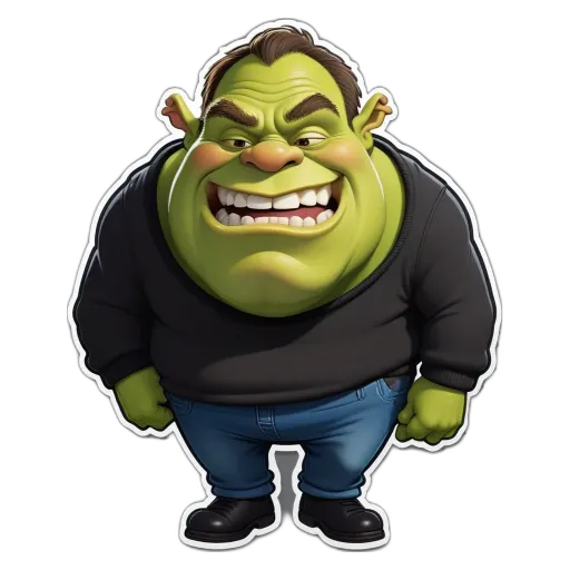 A greenish man with a black sweater and blue jeans standing with his hands on his hips.