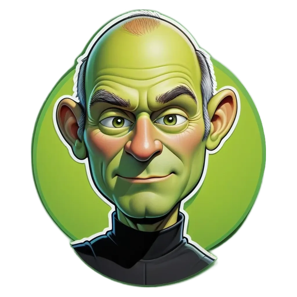 a green and white character that is very funny.