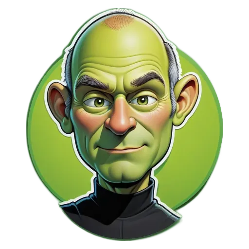 a green and white character that is very funny.