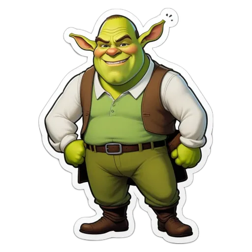 A green frog wearing a white shirt and vest.