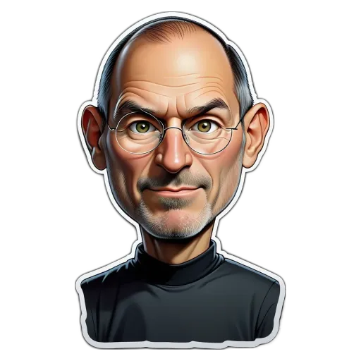 An artistic rendering of Steve Jobs with the name Steve Jobs written below.