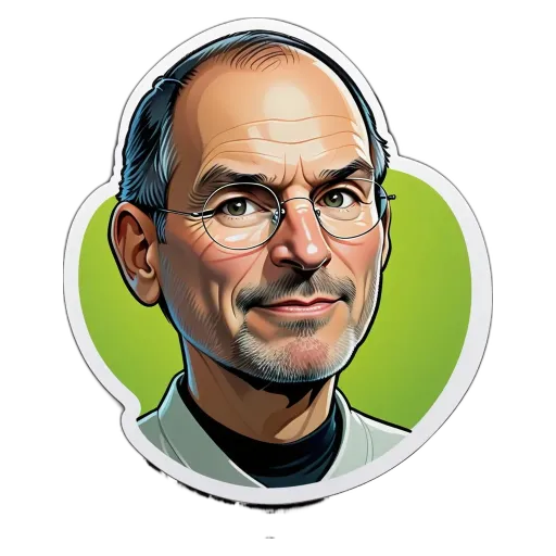 An artistic rendering of Steve Jobs with glasses.