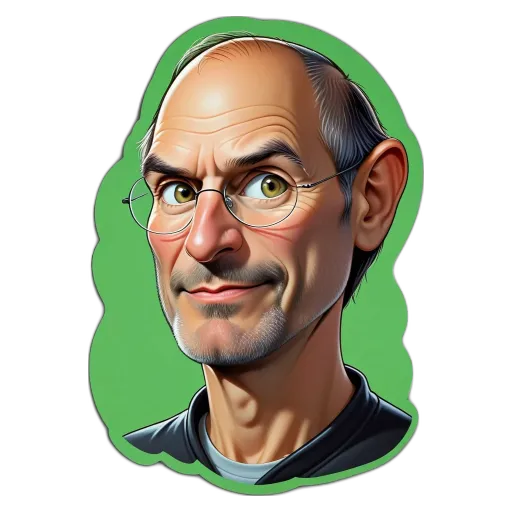 A cartoon picture of Steve job, the creator of Apple.