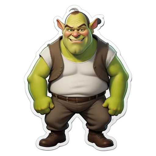 A green figure with a white shirt and brown pants standing up with arms folded.