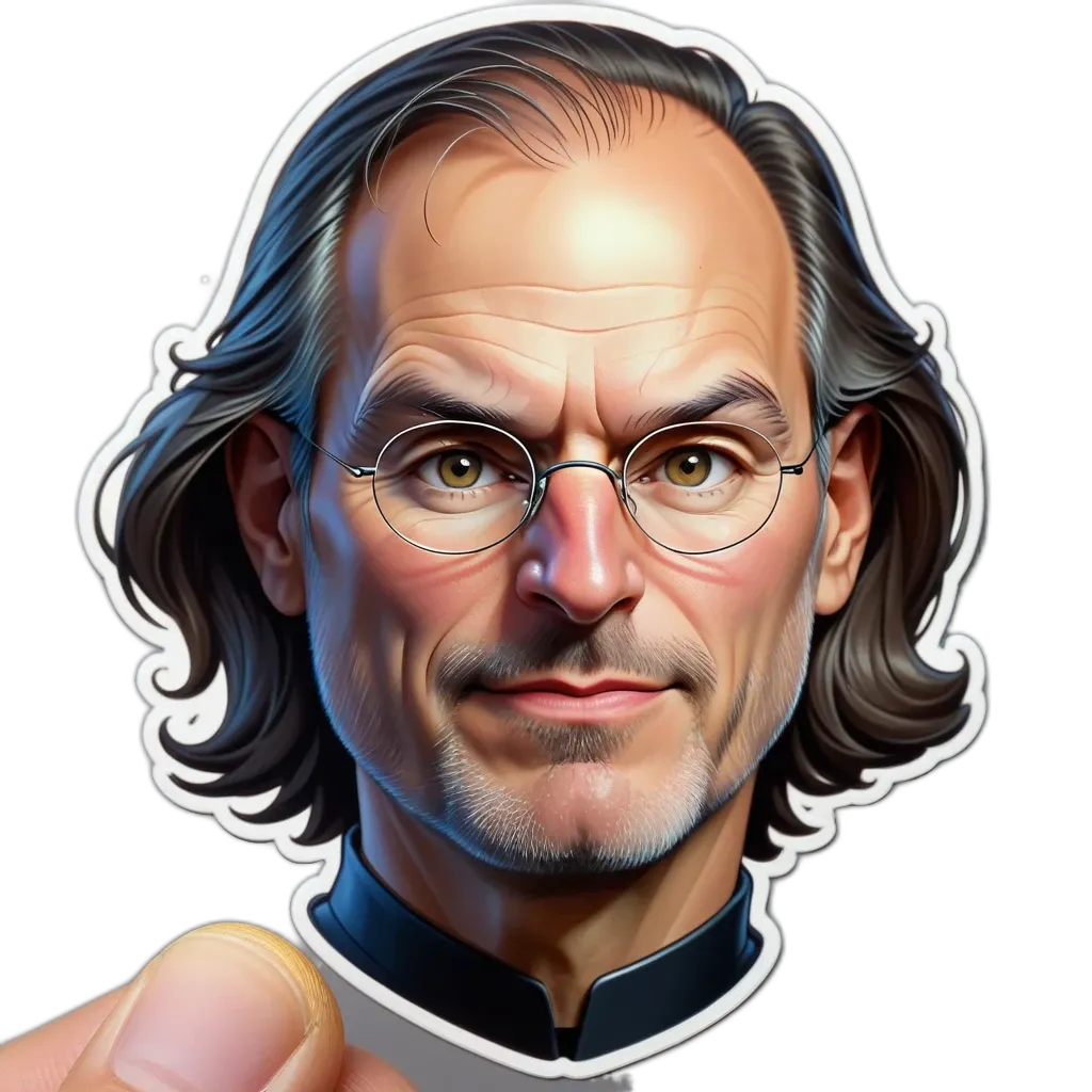 A sticker of an older man with glasses that is made by a child.