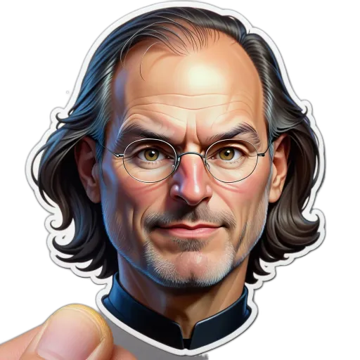 A sticker of an older man with glasses that is made by a child.