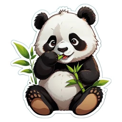 A panda bear eating a plant.