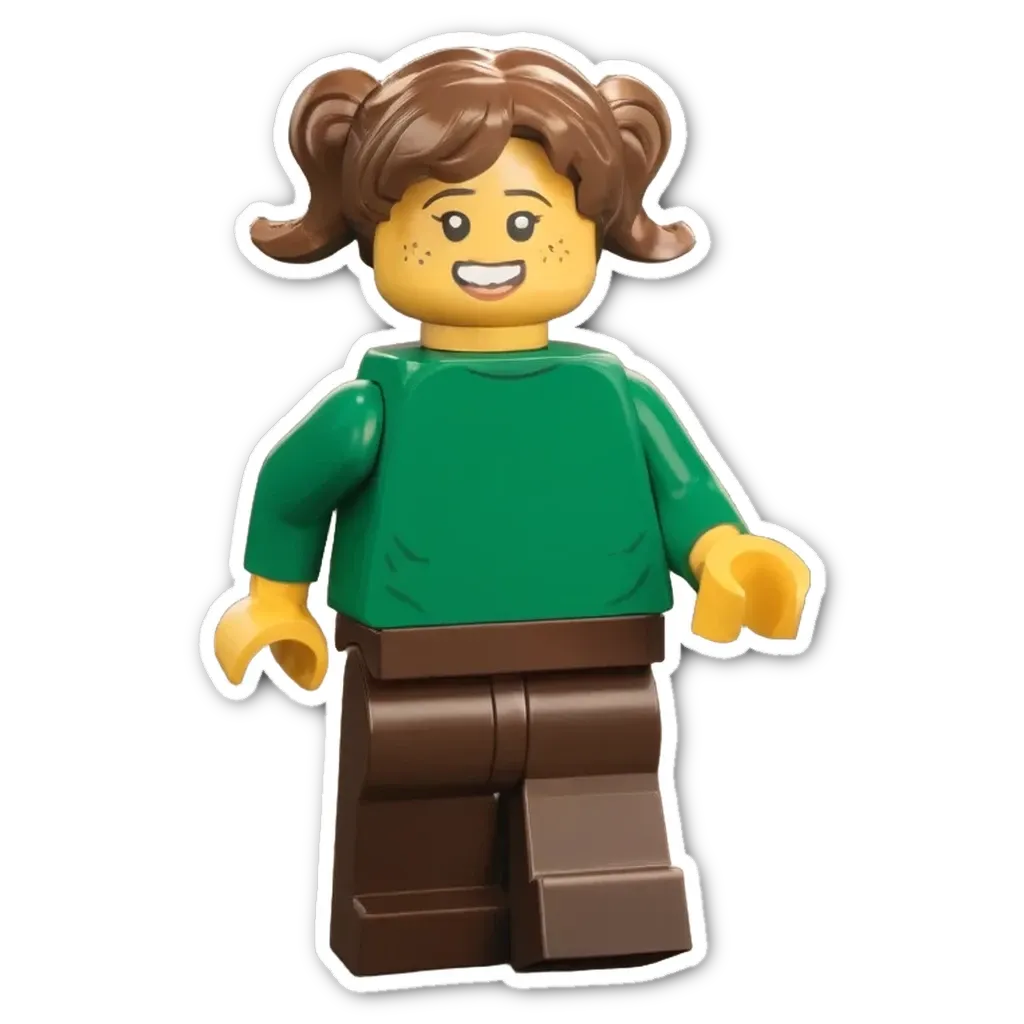 A green and brown lego figure with a brown bottom.