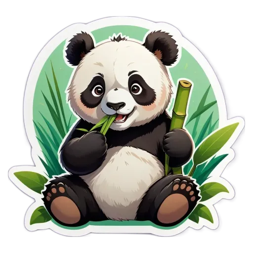 A panda bear eating a leaf from the ground.