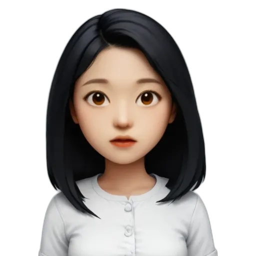 A black and white face of an apple character.