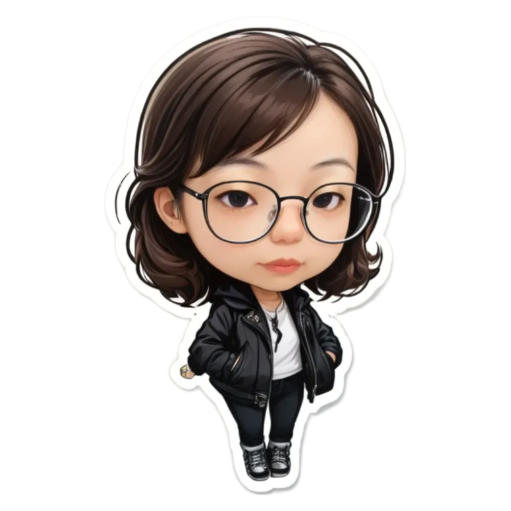 A girl wearing glasses and a black jacket.