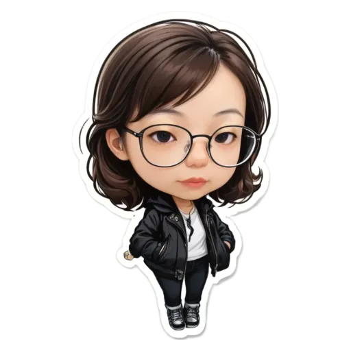 A girl wearing glasses and a black jacket.