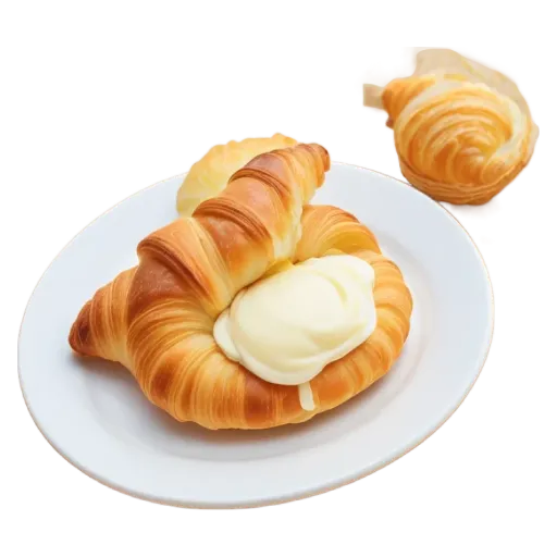 A plate of food with a croissant on it.