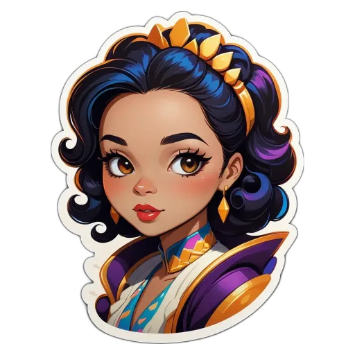 A cartoon picture of a girl with gold crown.