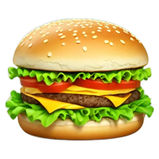 A very detailed and colorful image of a hamburger.