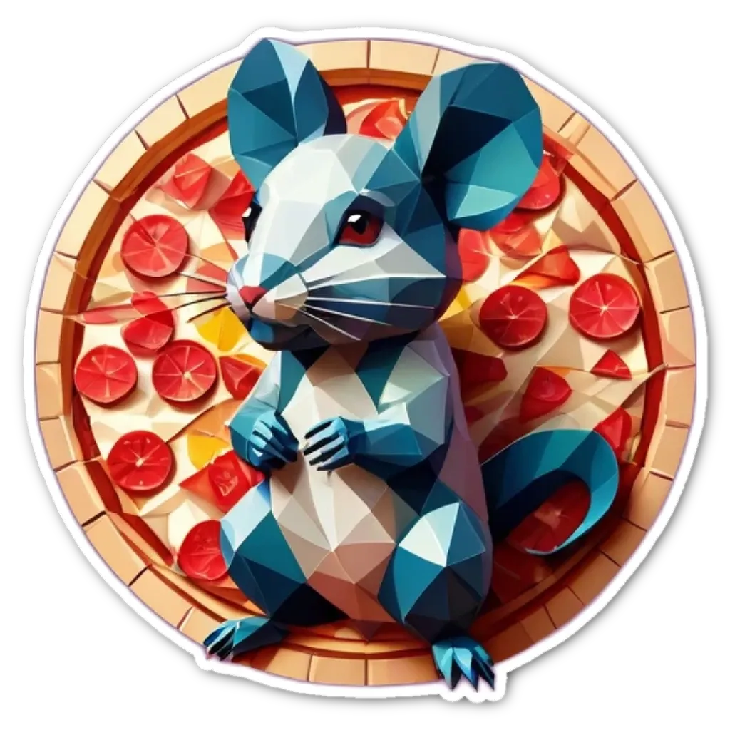 A mouse is sitting on a pizza.