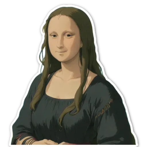 A sticker of a woman with long hair.