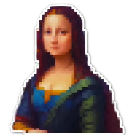 A woman painted in digital art with blue and green colors.