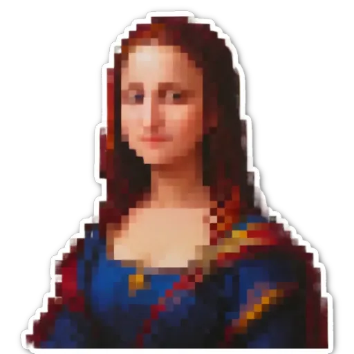 A woman generated by a pixel art sticker.