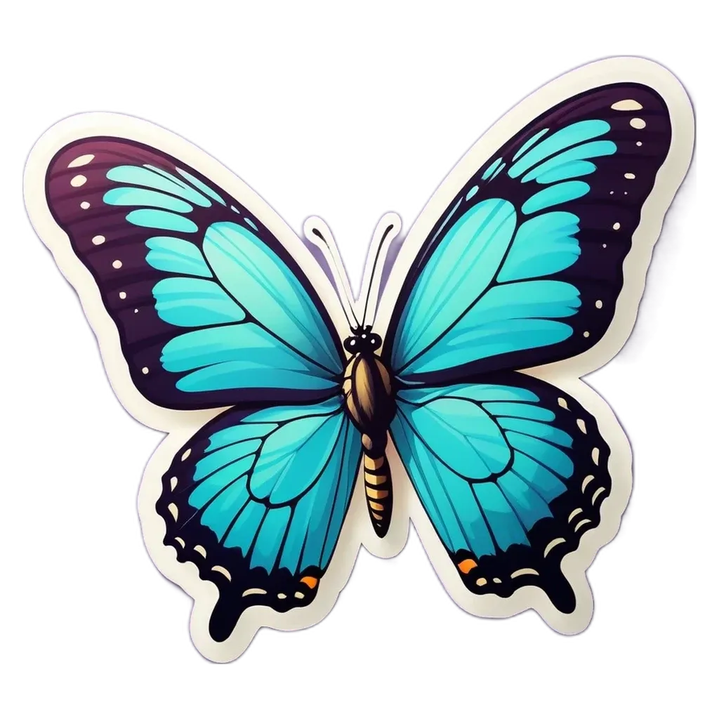 A blue and orange butterfly is on a black background.