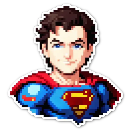 A superman face generated using pixeldrainer.