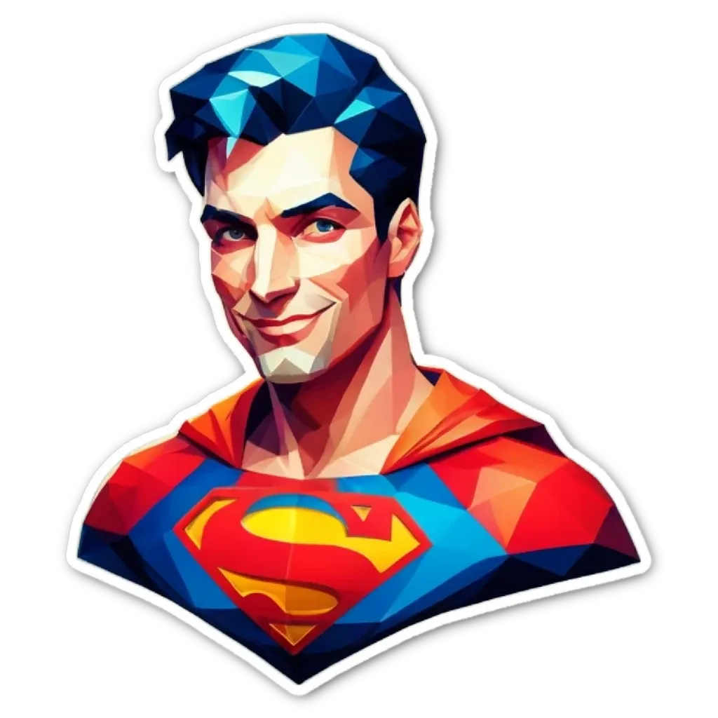 A superman portrait is being displayed on a black background.