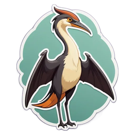 A cartoon bird with a black beak and a white belly.