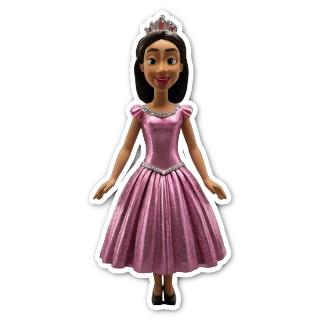 A girl in a pink dress with a tiara on her head.