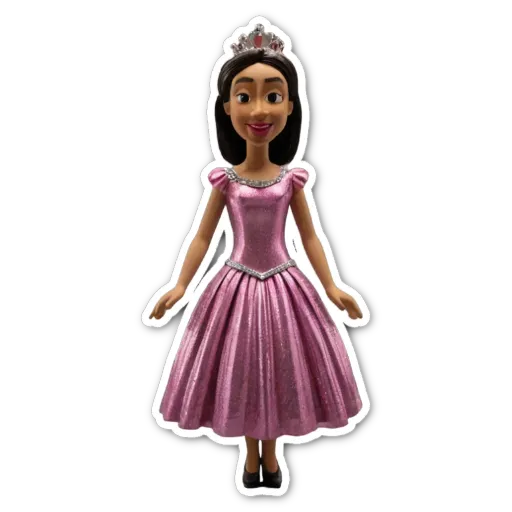 A girl in a pink dress with a tiara on her head.