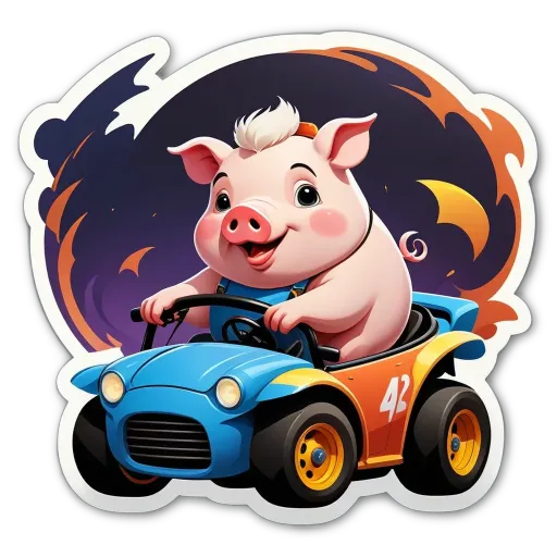 A hamster that is driving a car with the number 42 on the back.