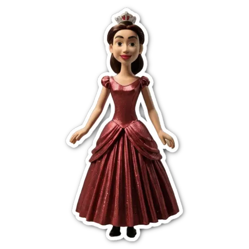 A red toy dress with a tiara on the head.