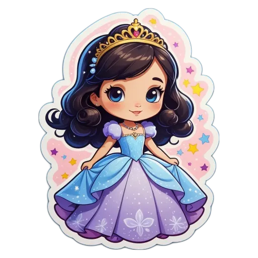 A cartoon drawing of a little girl wearing a blue dress.
