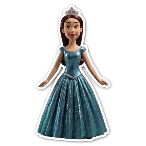 A blue princess doll on a black background.