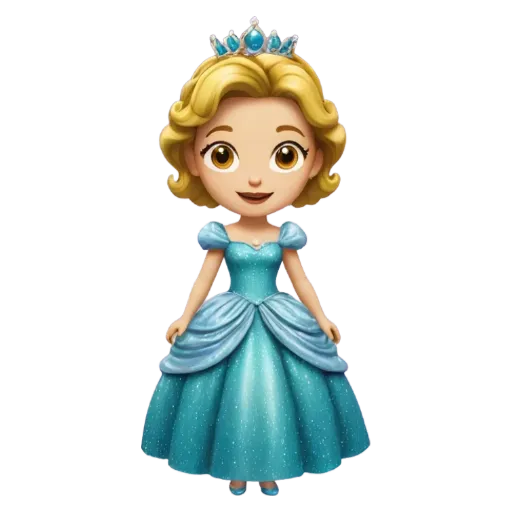 A cartoon image of a girl wearing a blue dress.