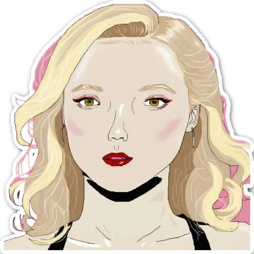 A woman with blonde hair and red lipstick.