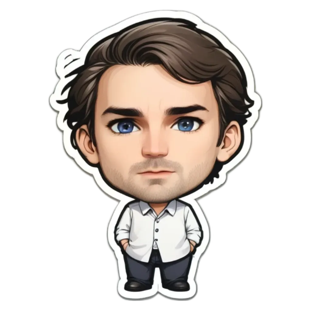 A boy wearing a white shirt and black pants standing with his hands in his pockets.