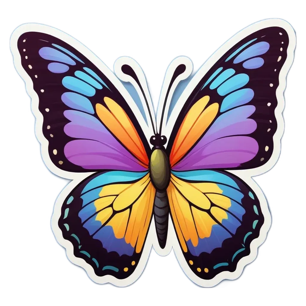 A butterfly with blue wings is sitting on a black and white background.