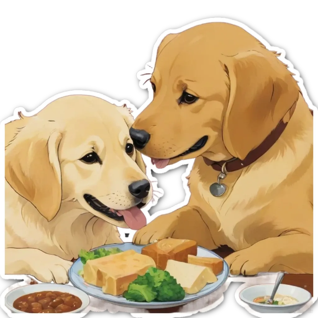 Two dogs looking at food on a plate.