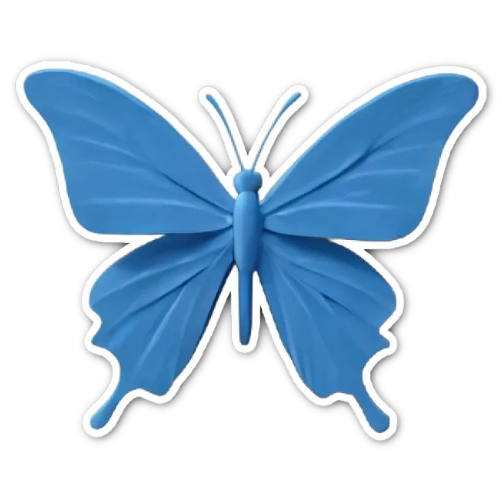 A blue sticker of a butterfly on a black background.