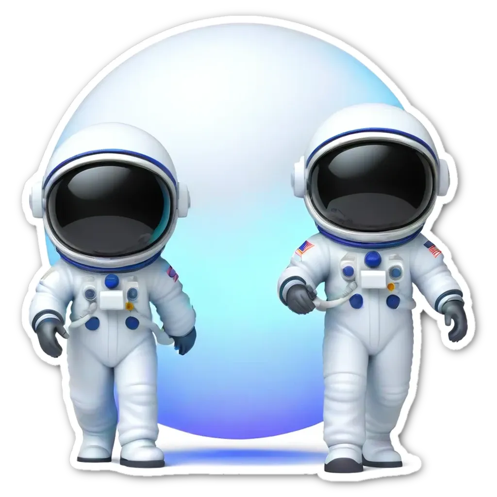 Two figures of the American in space with the word figure in blue on the bottom.