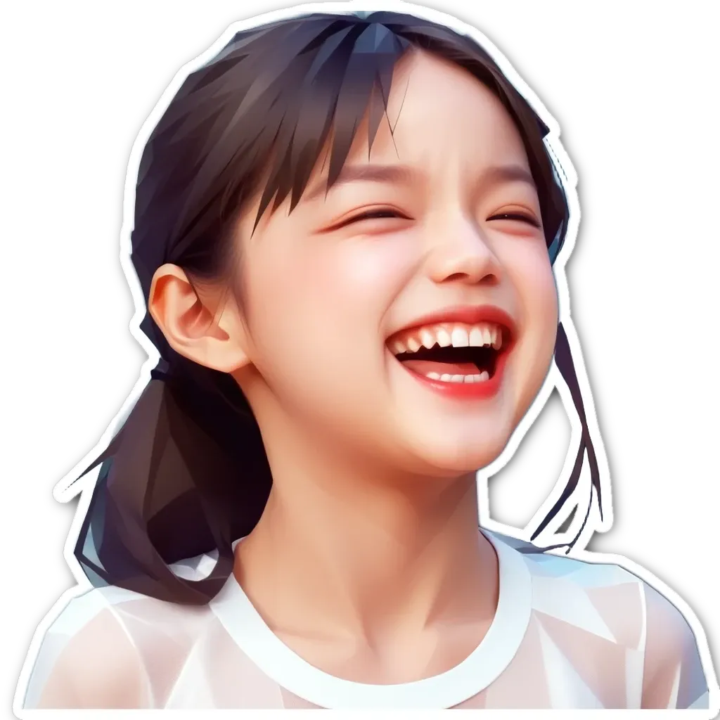 A girl laughing and smiling with her eyes closed.