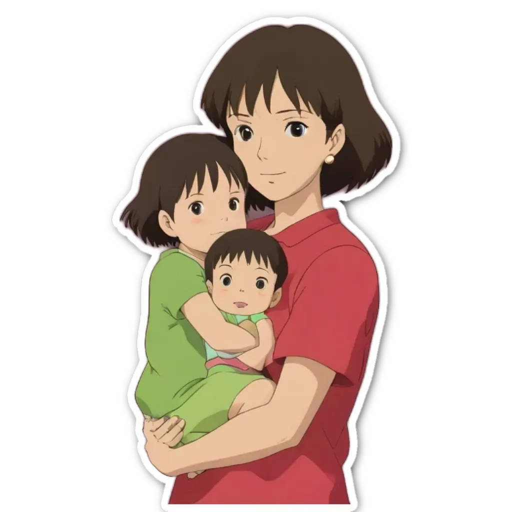 A woman holding a child wearing a red shirt.