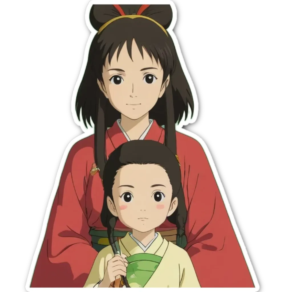 A mother and child wearing kimonos.