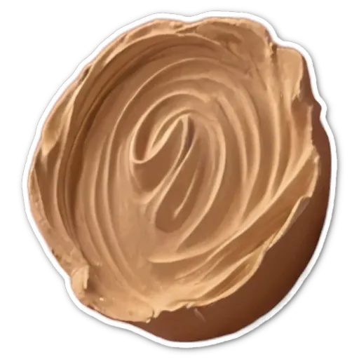 A circle that is brown in color with a swirly line through the middle.