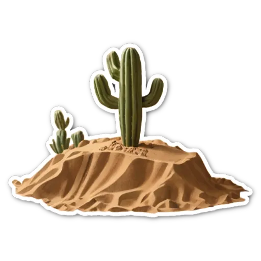 A sticker of a cactus in the desert of the sand.