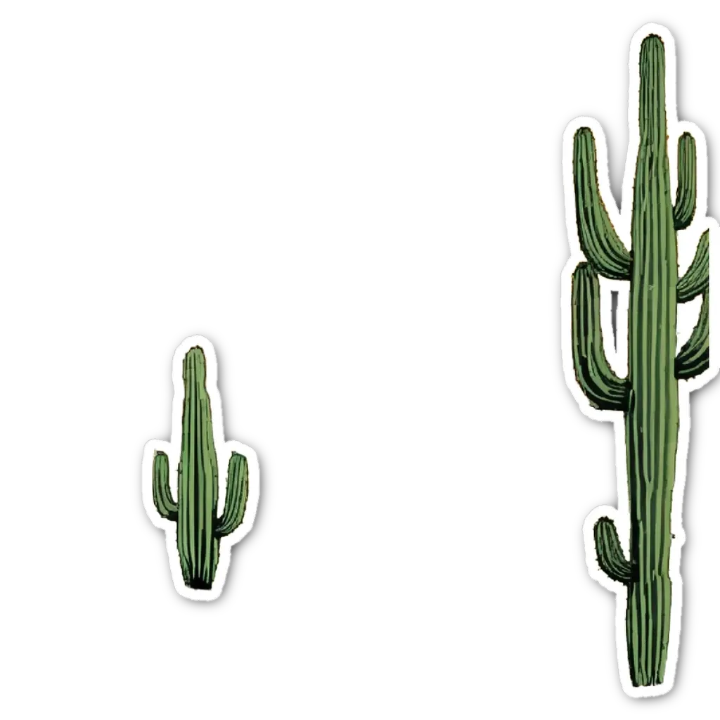 A large cactus is next to a much smaller one.