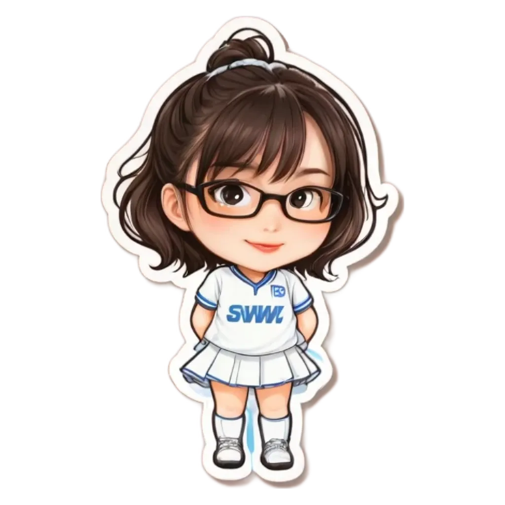 A sticker of a girl that has SW wiener on the front.
